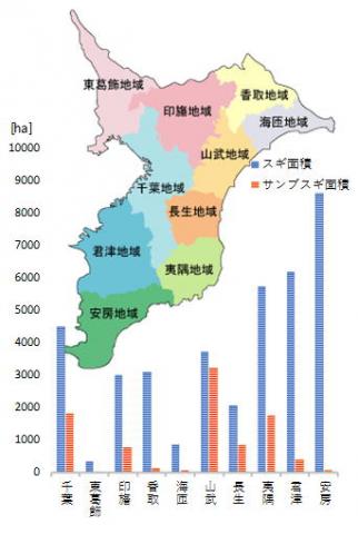 千葉県内のサンブスギの分布